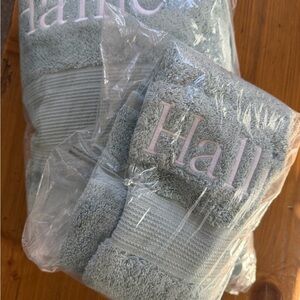 The Company Store Soft SKY BLUE MONGRAPHED  Bath Towel Set- HALLIE